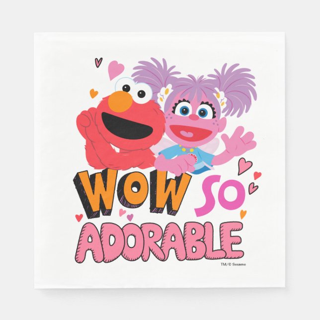 Servilleta De Papel Elmo y Abby | Wow Tan Adorable (Anverso)