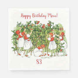 Servilleta De Papel Elsa Beskow Chicas de fresa Papel Napkin