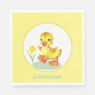 Servilleta De Papel Embarcadero de cumpleaños con flores en amarillo y