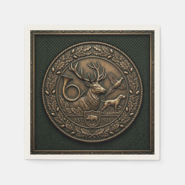 Servilleta De Papel Emblema de caza de bronce (Anverso)