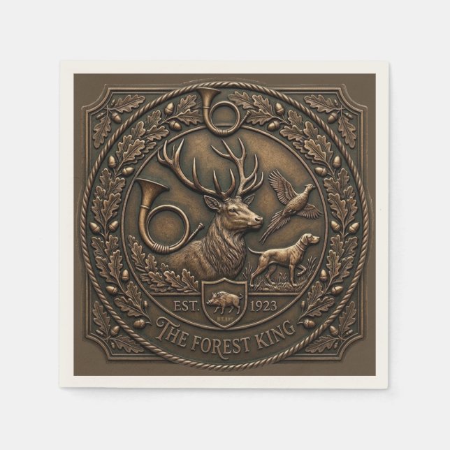 Servilleta De Papel Emblema de caza de bronce (Anverso)