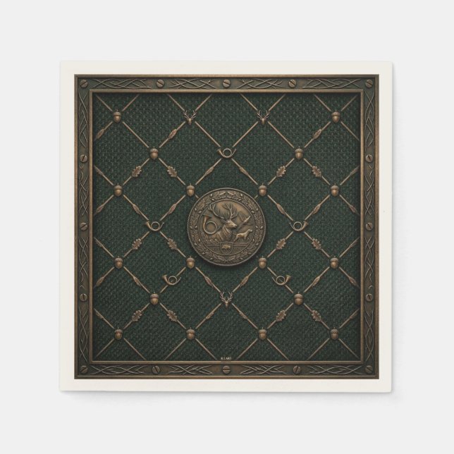 Servilleta De Papel Emblema de caza de bronce (Anverso)