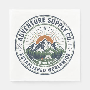 Servilleta De Papel Emblema Retro de Aventura en la Montaña al Aire Li