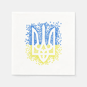 Servilleta De Papel Emblema ucraniano trident tryzub esparce corazones