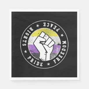 Servilleta De Papel Emblema W grunge con bandera LGBT no binaria
