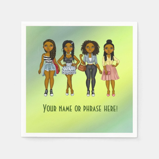 Servilleta De Papel Embrión verde de las mujeres de la diva fresca per (Anverso)