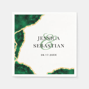 Servilleta De Papel Emerald Green Gold Agate White Elegant Wedding