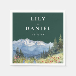 Servilleta De Papel Emerald Green Mountain Wildflower Floral Wedding