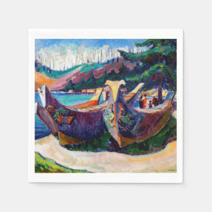 Servilleta De Papel Emily Carr, nativo canadiense, pintando canoas de