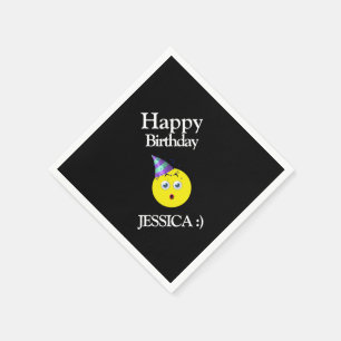 Servilleta De Papel Emoji de cumpleaños feliz de amarillo negro