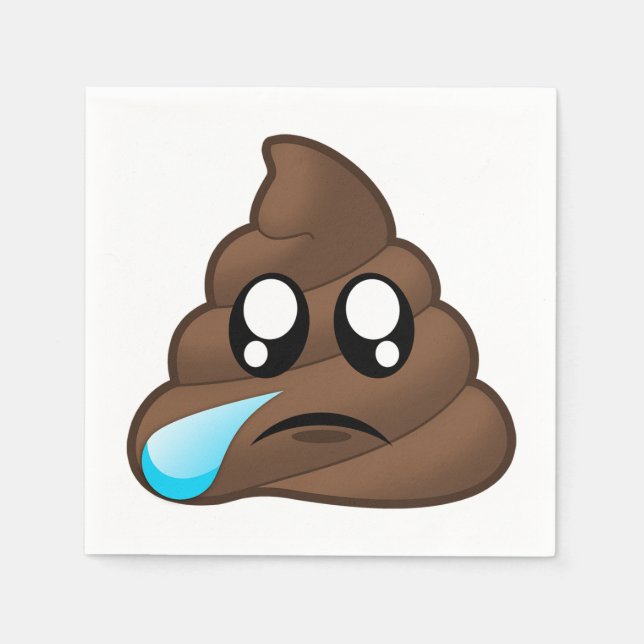 Servilleta De Papel Emoji de Poop de lágrimas tristes (Anverso)