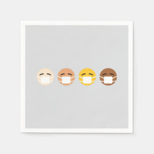 Servilleta De Papel Emoji enmascarada enfrenta máscara arriba COVID