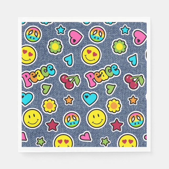 Servilleta De Papel Emoji Sonrisas Denim Chicas Napkins del Partido de (Anverso)