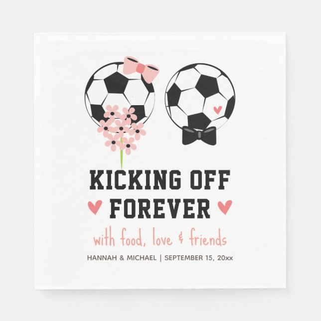Servilleta De Papel Empezando por el Boda de la pelota de fútbol para  (Anverso)