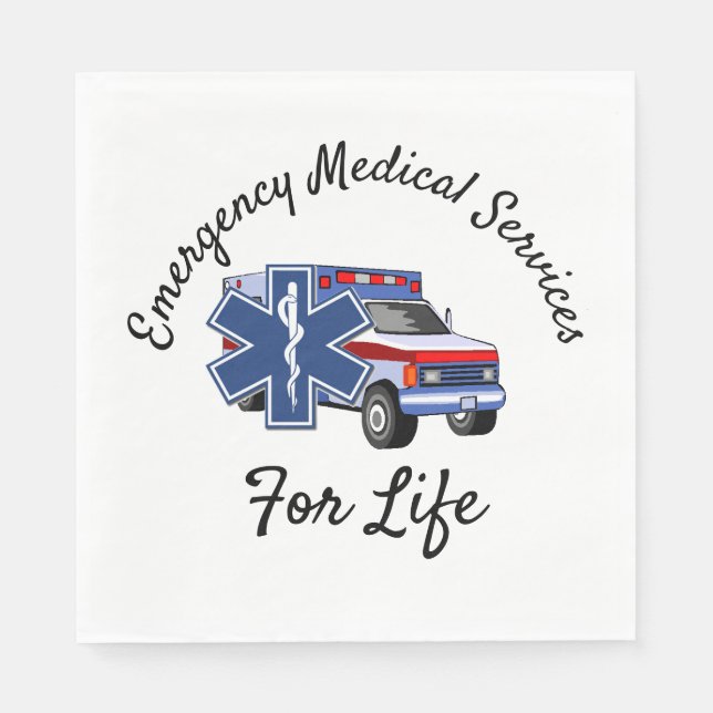 Servilleta De Papel EMS Ambulance For Life   (Anverso)