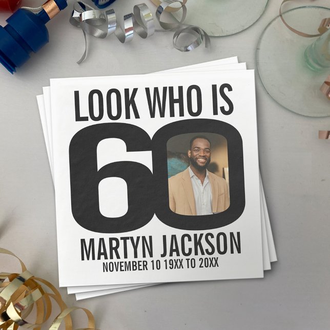 Servilleta De Papel En blanco y negro, la foto de cumpleaños número 60 (Subido por el creador)