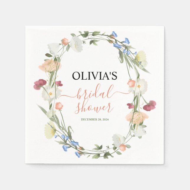 Servilleta De Papel En Bloom Wildflower Floral Floral Bridal Shower Na (Anverso)