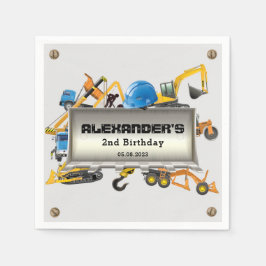 Servilleta De Papel En construcción Camiones Fiesta de Cumpleaños