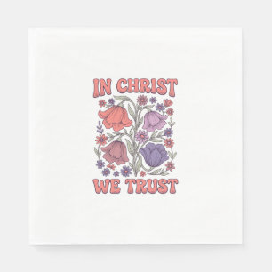Servilleta De Papel En Cristo Confiamos Diseño Floral Cristiano Vector