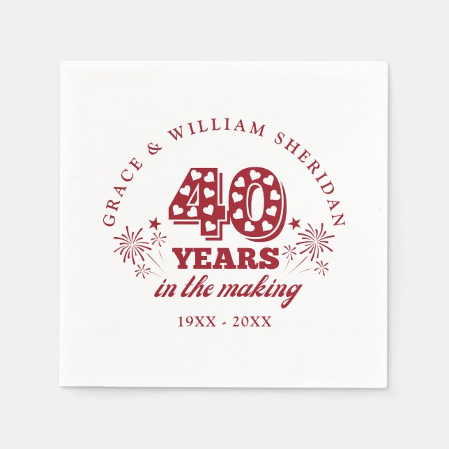 Servilleta De Papel En el 40° aniversario Boda (Anverso)