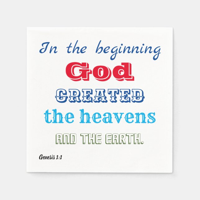 Servilleta De Papel En el principio, Dios creado (Anverso)