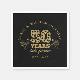 Servilleta De Papel En Forever 50º Aniversario Negro Y Oro