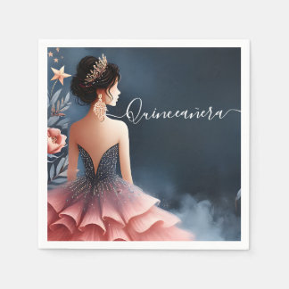 Servilleta De Papel En Glam Ball Gown Spark Dark Navy Quinceanera Azul
