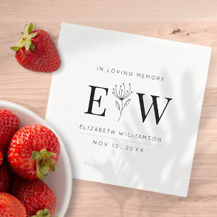 Servilleta De Papel En memoria amorosa Foliage de monograma moderno