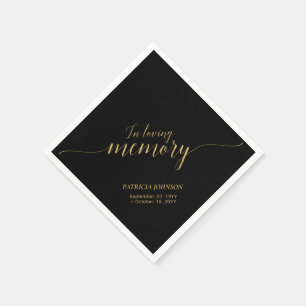 Servilleta De Papel En Memoria   Memorial con elegante letra dorada