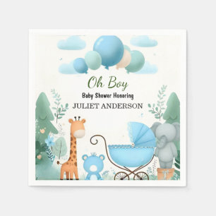 Servilleta De Papel En Soft Boho Bear Blue Cub Bienvenida Bebé Ducha