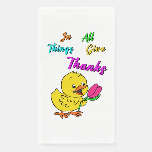 Servilleta De Papel En Todas Las Cosas Damos Gracias A Chick Tulip Tha (Anverso)