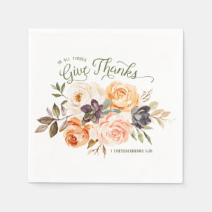 Servilleta De Papel En Todo, Den Gracias Rosas Florales Napkin