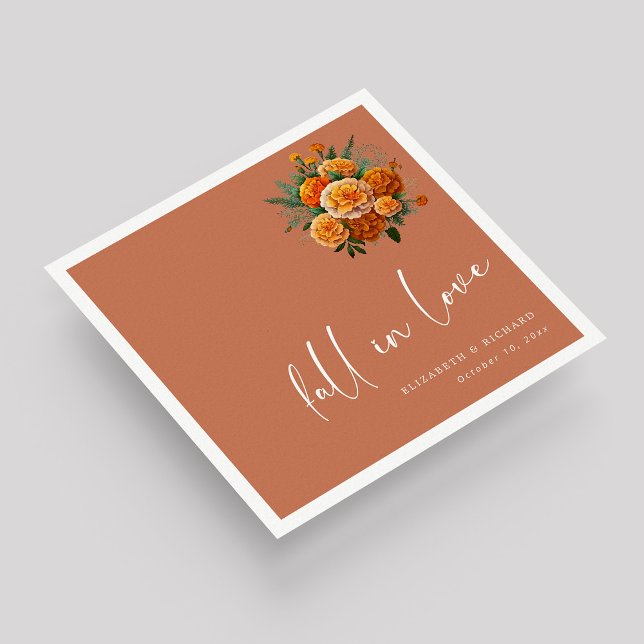 Servilleta De Papel Enamorándose de Terracota: Boda de guiones único (Fall in Love on Terracotta: Unique Script Wedding Napkins)