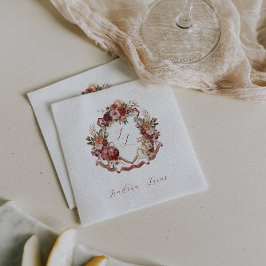 Servilleta De Papel Enamorarse | Cresta de Boda Otoño en Flor