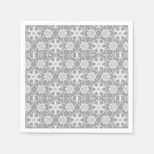 Servilleta De Papel Encaje antiguo - blanco y gris plateado