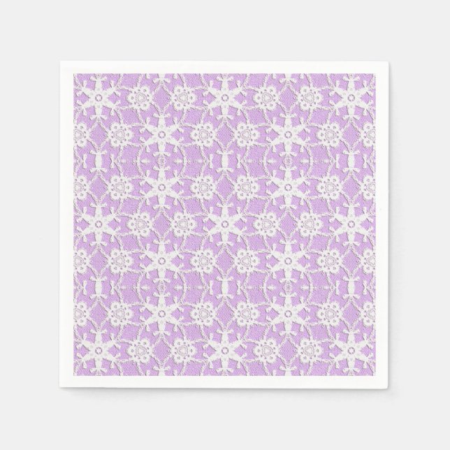 Servilleta De Papel Encaje antiguo - blanco y lavanda (Anverso)