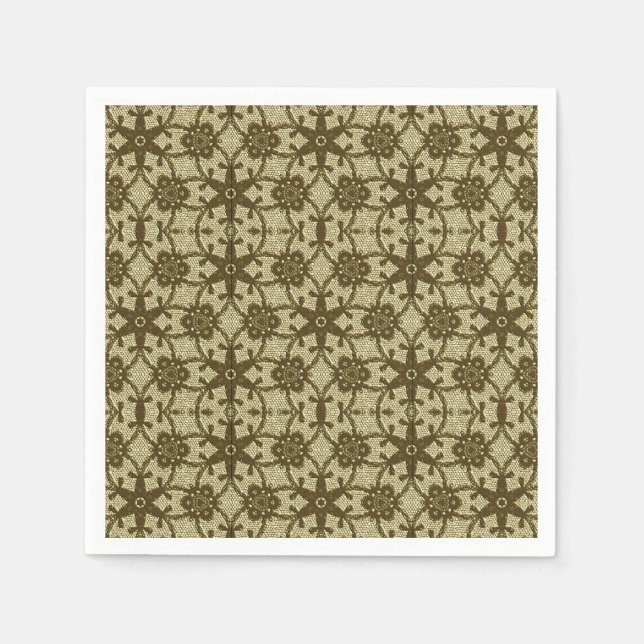 Servilleta De Papel Encaje antiguo - chocolate y beige (Anverso)