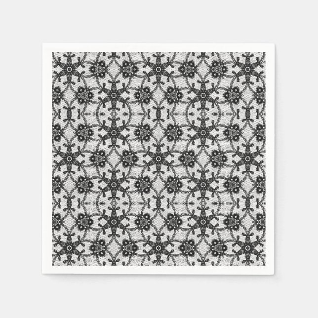 Servilleta De Papel Encaje antiguo - negro y blanco (Anverso)