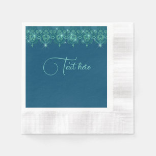 Servilleta De Papel Encaje azul turquesa elegante brillo
