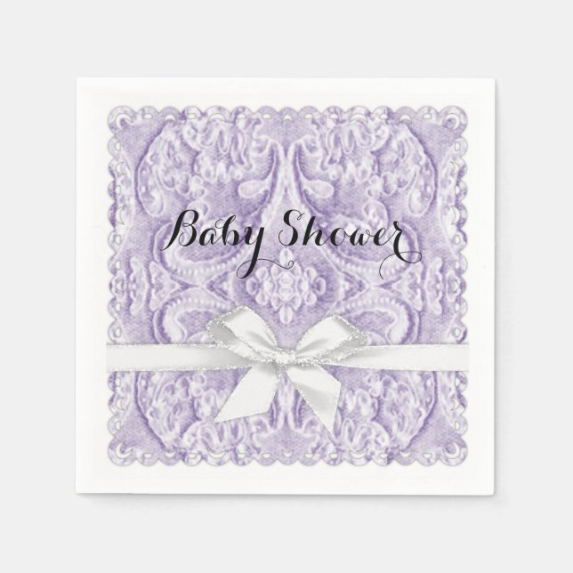 Servilleta De Papel Encaje de lavanda con cinta (Anverso)