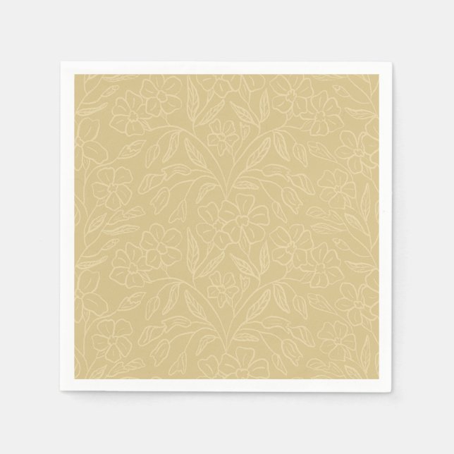Servilleta De Papel Encaje Floral En Amarillo (Anverso)