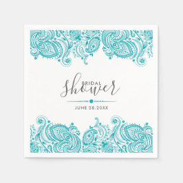 Servilleta De Papel encaje paisajístico azul turquesa