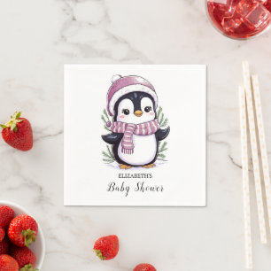 Servilleta De Papel Encantador Baby Shower pingüino místico