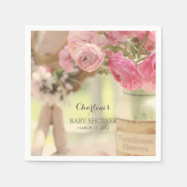Servilleta De Papel Encantador Chic Campestre Flores Rosadas Suaves De
