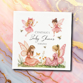 Servilleta De Papel Encantador Fe Rosa Woodland Baby Shower