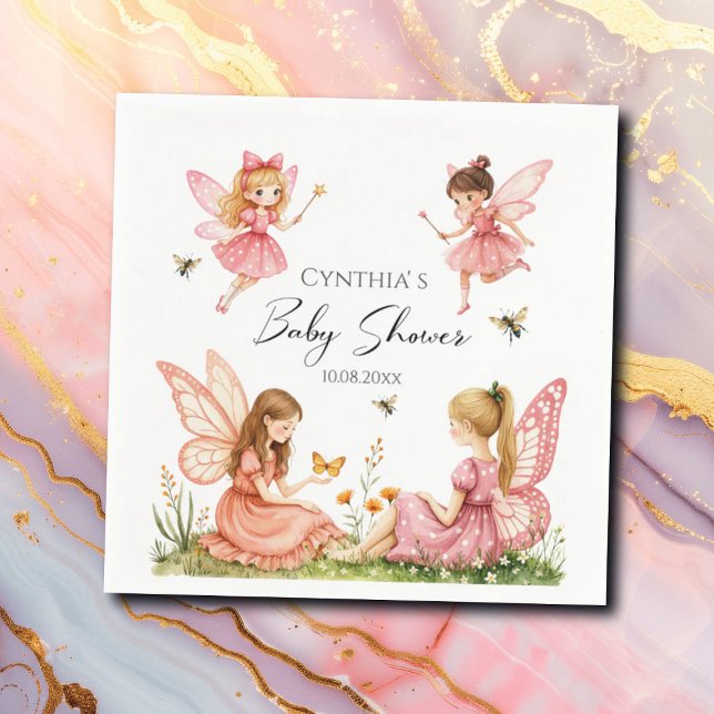 Servilleta De Papel Encantador Fe Rosa Woodland Baby Shower (Subido por el creador)