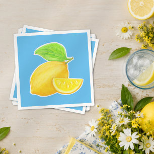 Servilleta De Papel Encantador Limón Amarillo y Cítrico Azul