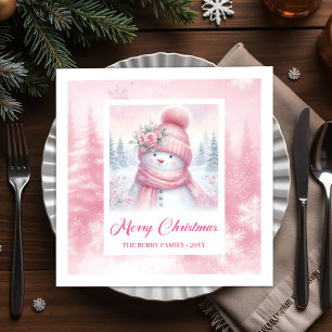 Servilleta De Papel Encantador muñeco de nieve rosa niños acogedor esc