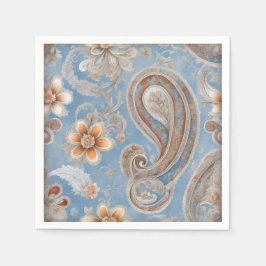Servilleta De Papel Encantador Paisley Peach y Blue