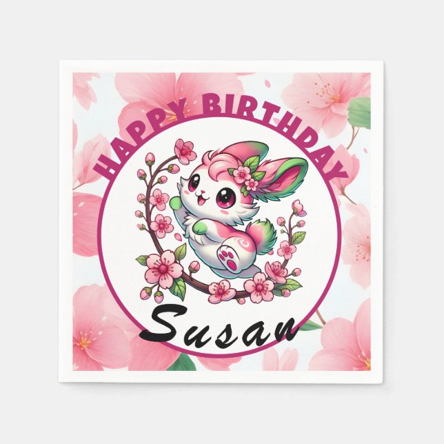 Servilleta De Papel Encantadoras flores de Sakura para celebraciones d (Anverso)